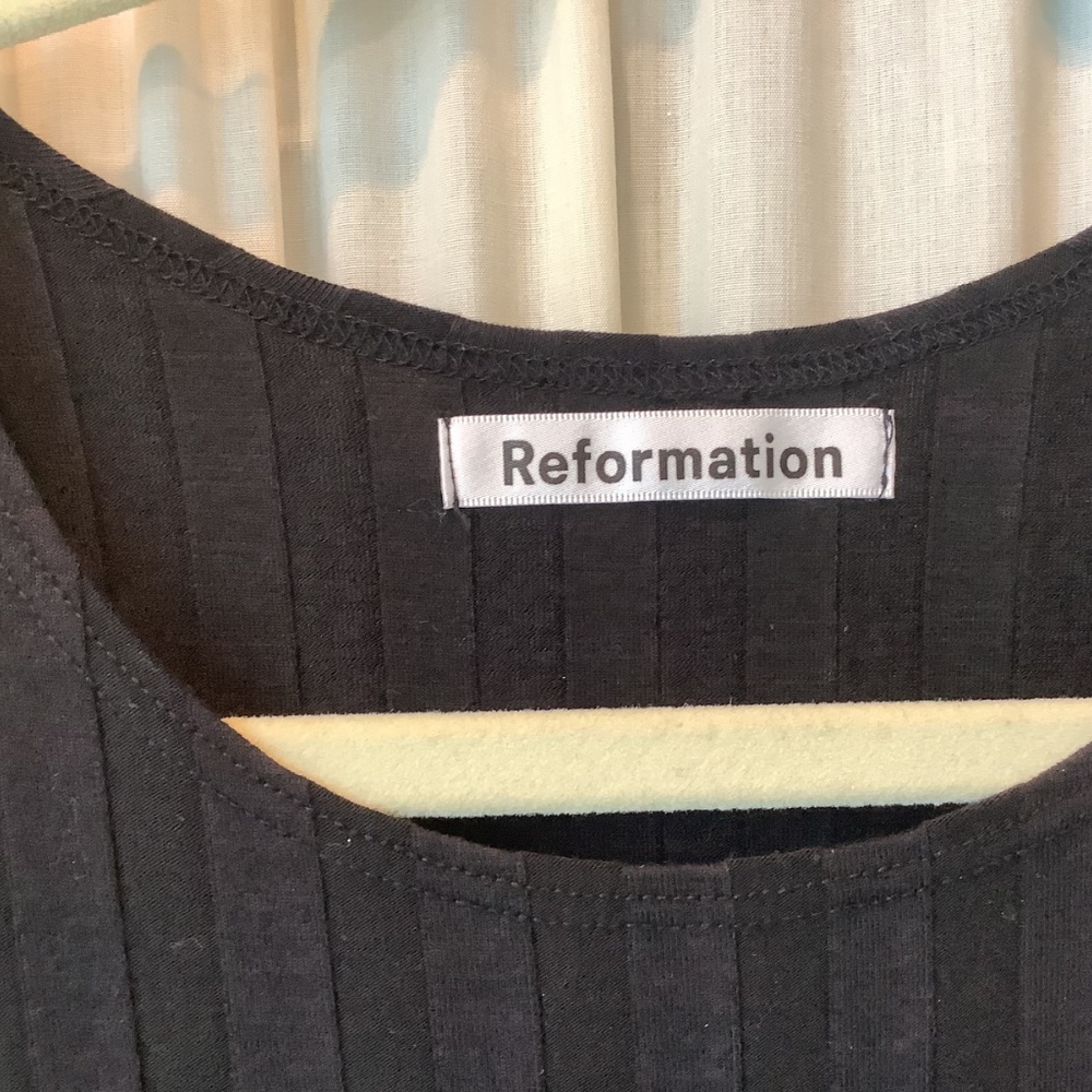 Reformation Dress Black Mel Ribbed Knit Sleeveless Bodycon Stretch Tank Small - Picture 7 of 8